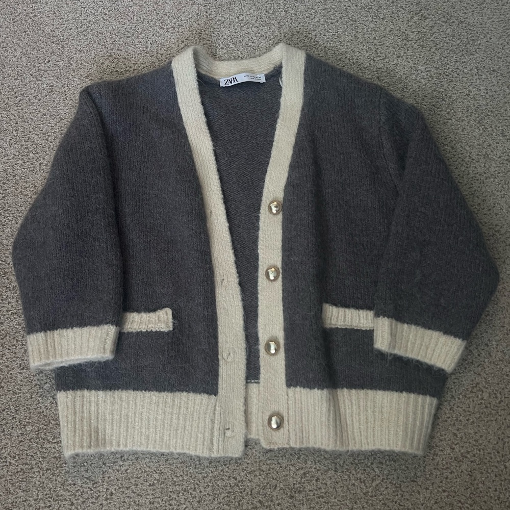 Zara grey and cream cardigan
